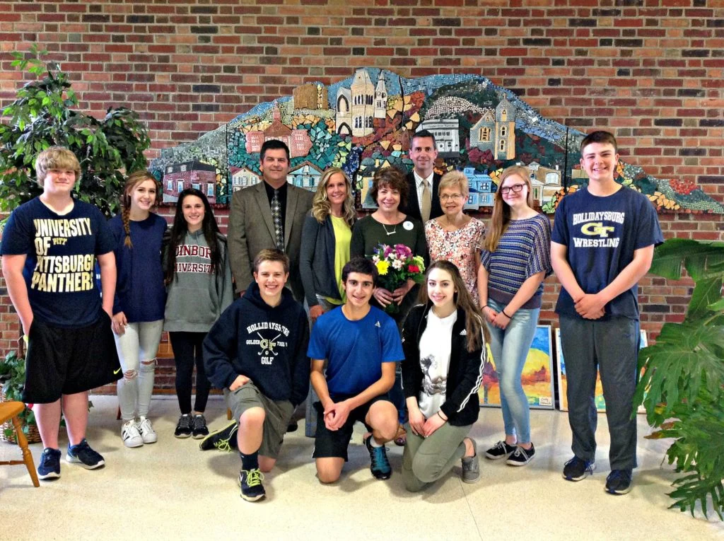 2016 Secondary Educator of the Year Barb Wertz-Leiden with her class