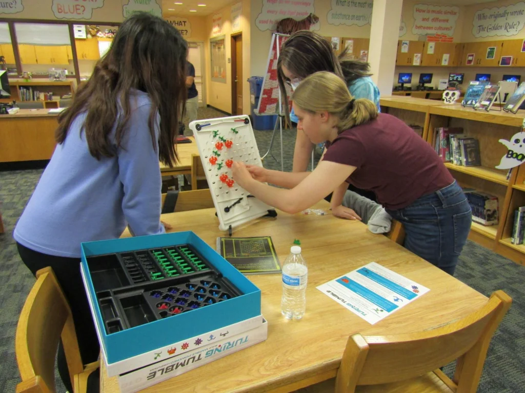 Junior High students with the Turing Tumble grant